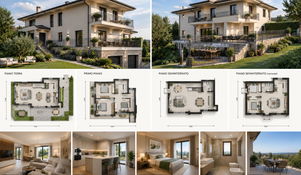 Casa Moderna_ Viste, Piante e Interni