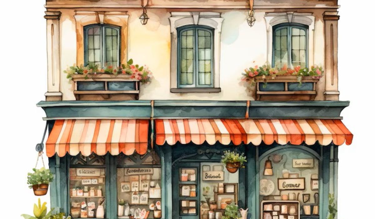 illustrazione-di-un-dipinto-ad-acquerello-di-un-edificio-con-un-fronte-generativo-di-negozio-ai_974539-2656